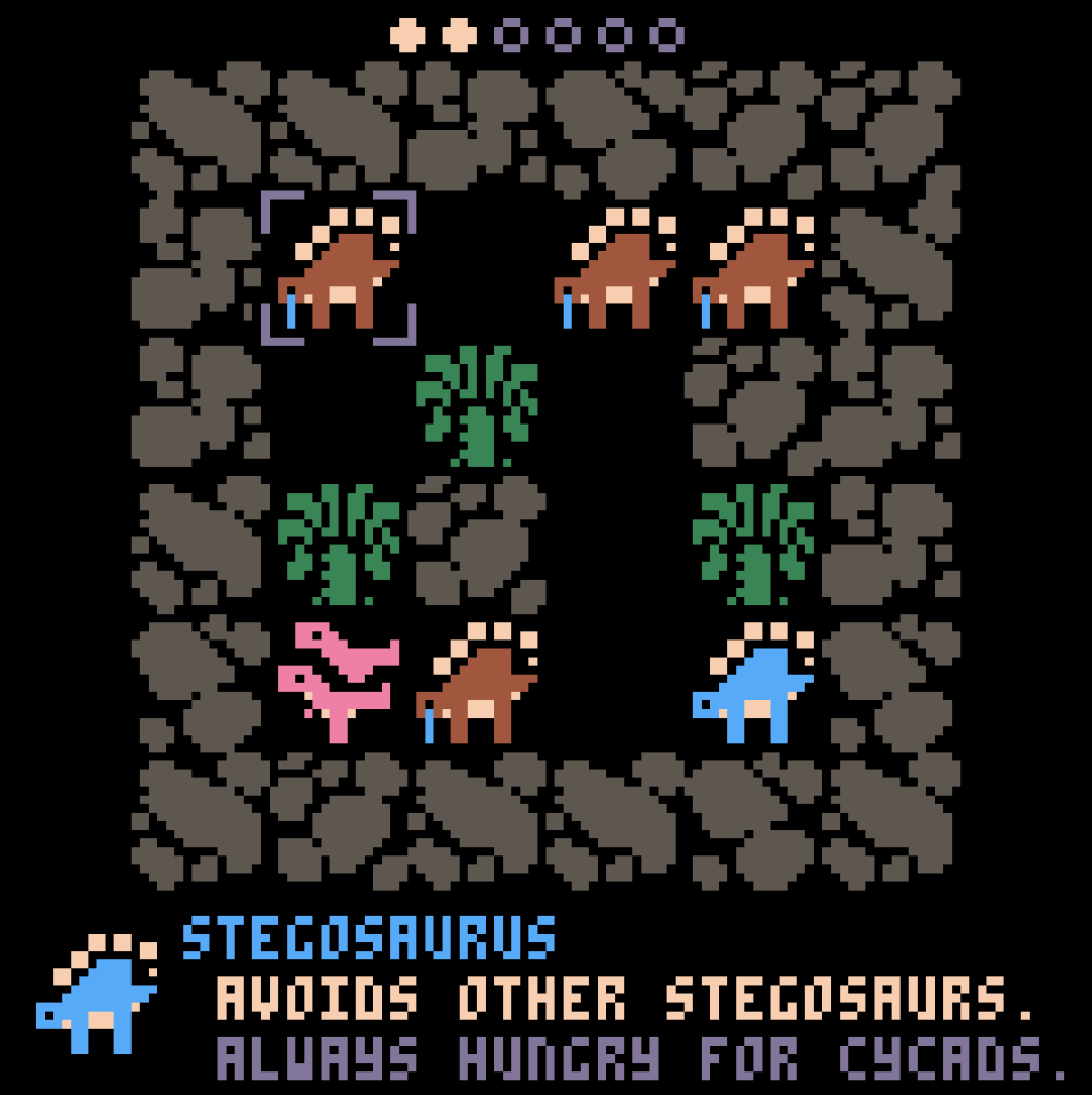 overhead view of different dinosaurs in a square